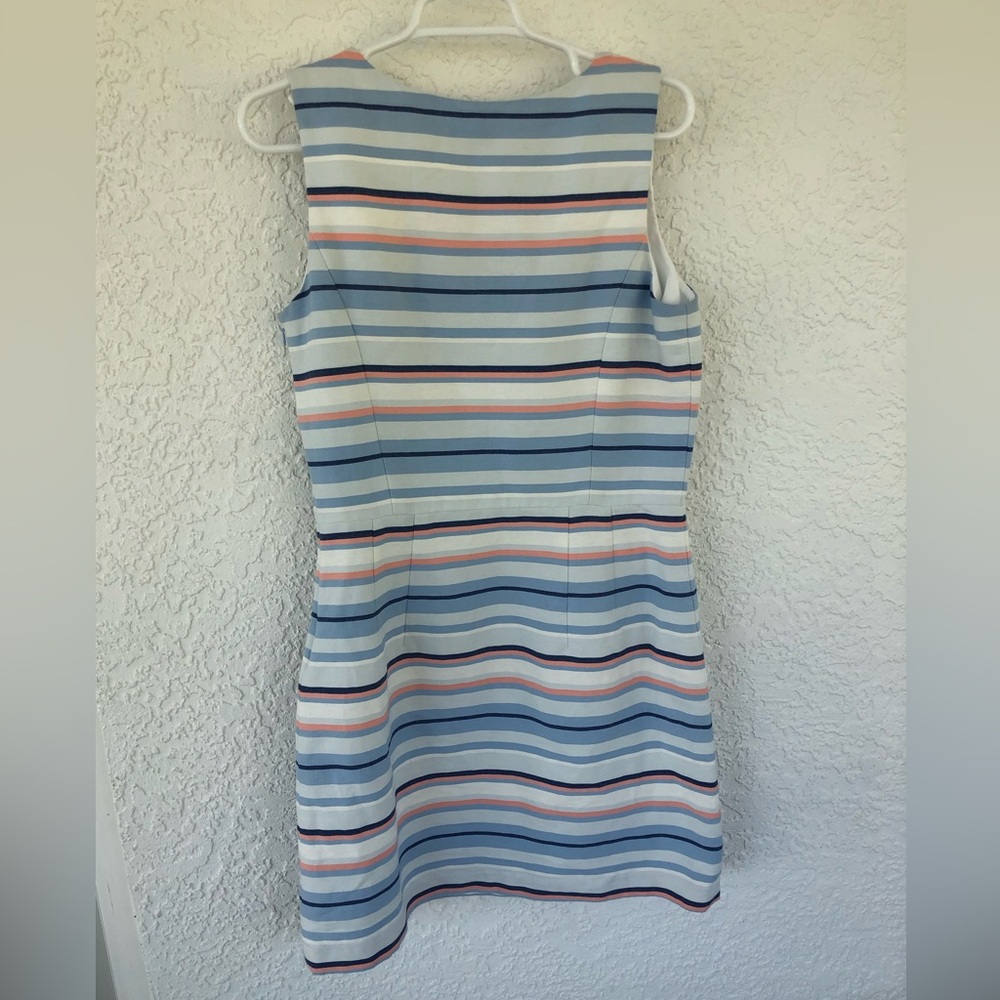 White and Blue V-Neck Sheath Mini Dress - Picture 3 of 3